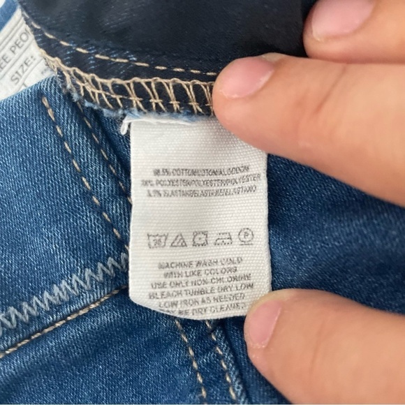 Free People Size 27 Pull On Skinny Jeans High Rise Elastic Waist Frayed Hem - Picture 10 of 15